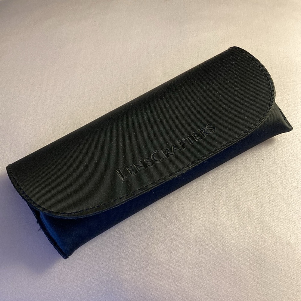 LensCrafters Black Vinyl Fold-Over Eyeglass Case with Velcro Closure